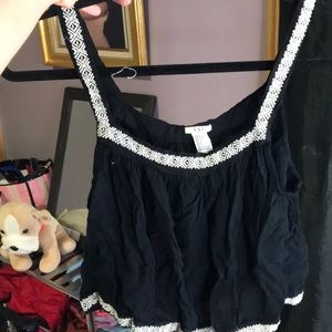 Black flowy crop top